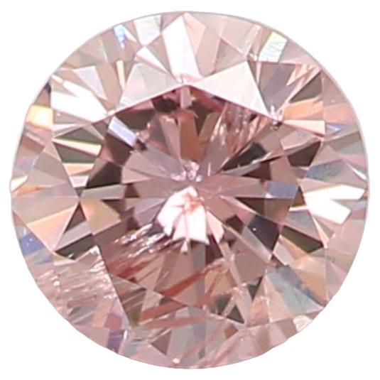 0.25 Carat Fancy Orangy Pink Round Shaped Diamond I1 Clarity CGL Certified For Sale