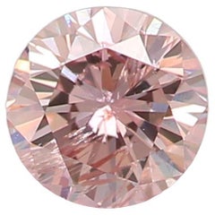 Diamant rose orangé fantaisie de forme ronde de 0,25 carat, pureté I1, certifié CGL