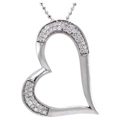 0.25 Carat Pavé Diamond "Jazz Heart" Pendant with Chain, All in White Gold