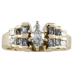 0.25 Carat Marquise Diamond Solitiare Ring with Accents in Yellow Gold