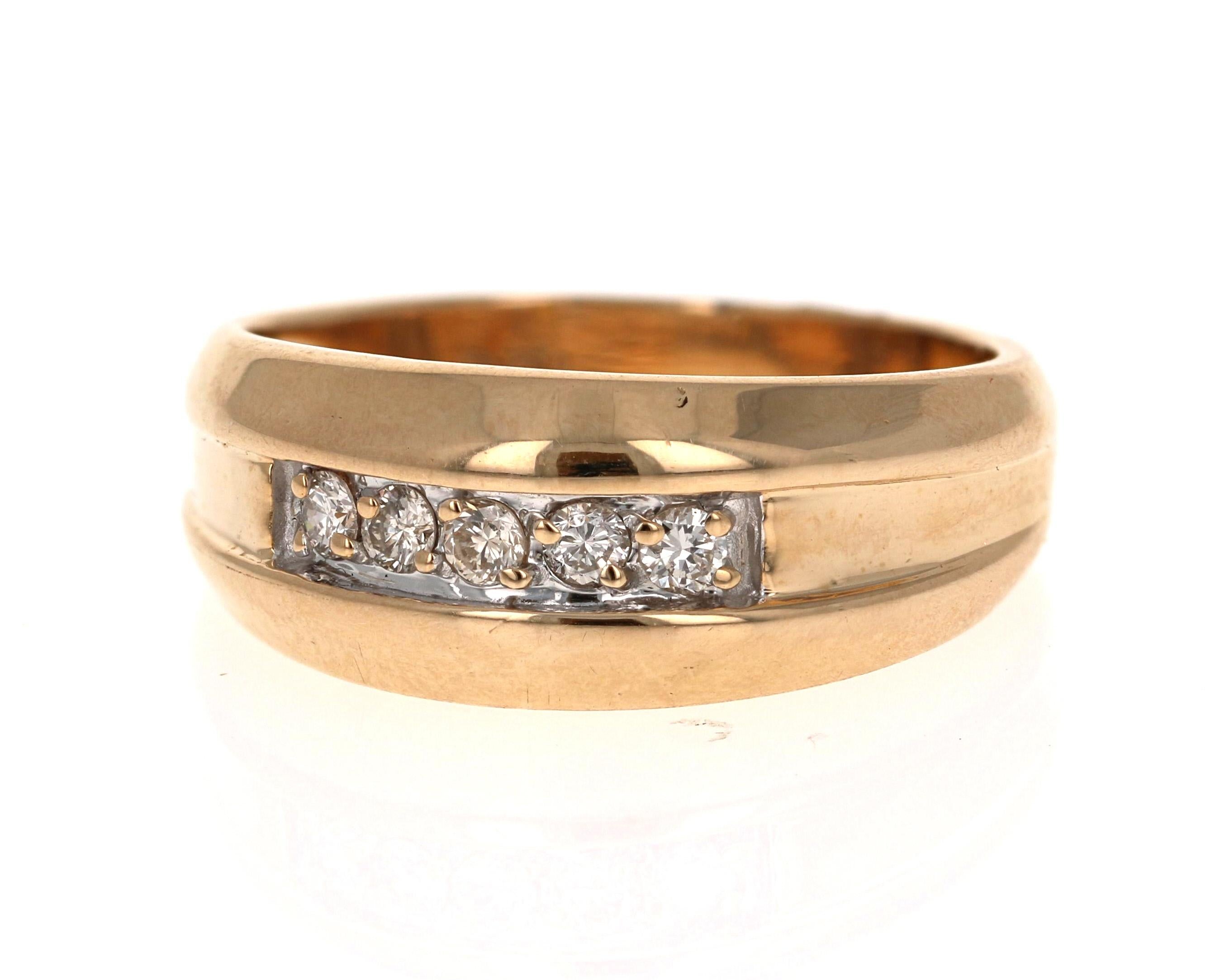 Modern 0.25 Carat Men's Diamond Ring 14 Karat Yellow Gold