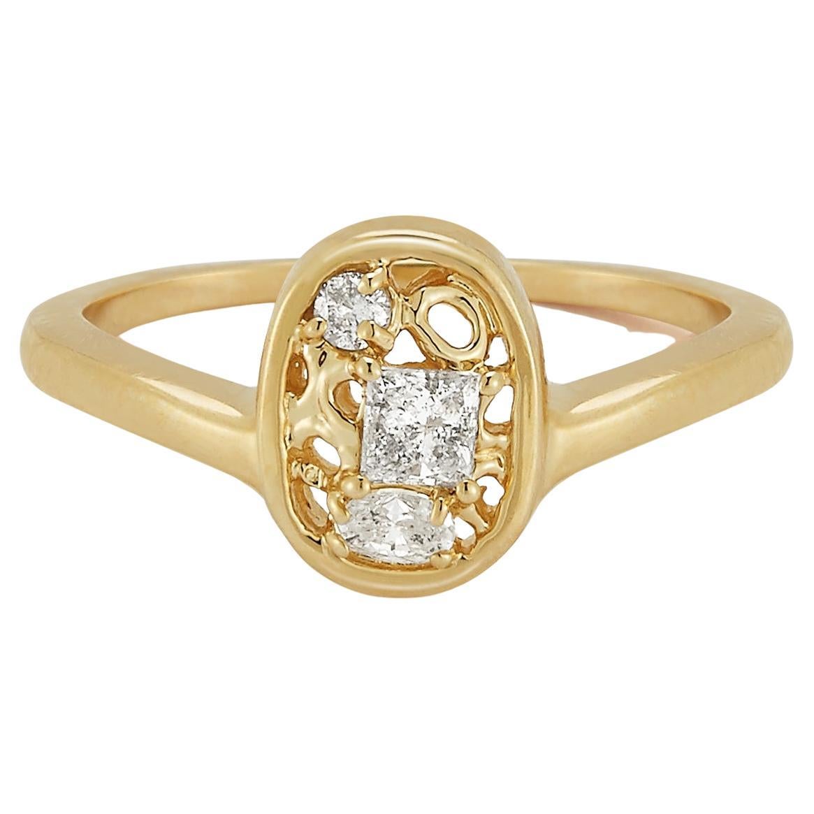 Im Angebot: Verlobungsring mit 0,25 Karat ovalen runden Diamanten im Prinzessinnenschliff ()