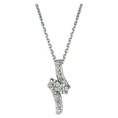 0.25 Carat Natural 2-Stone Diamond Necklace 14 Karat White Gold G SI Chain