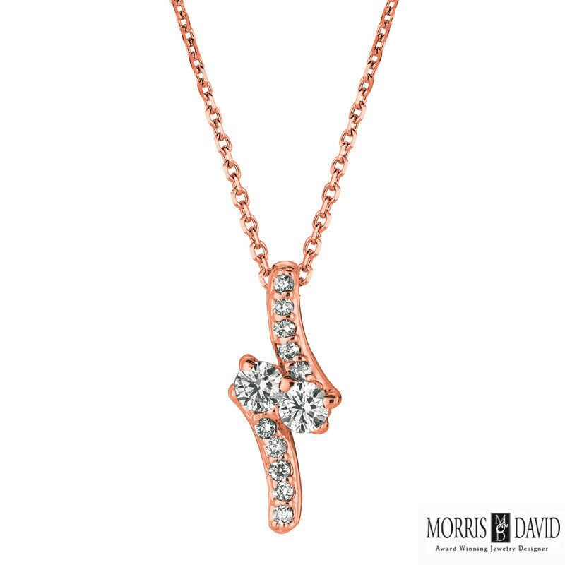 Contemporain Collier à 2 pierres en or blanc 14 carats avec diamants naturels de 0,25 carat, chaîne G SI en vente