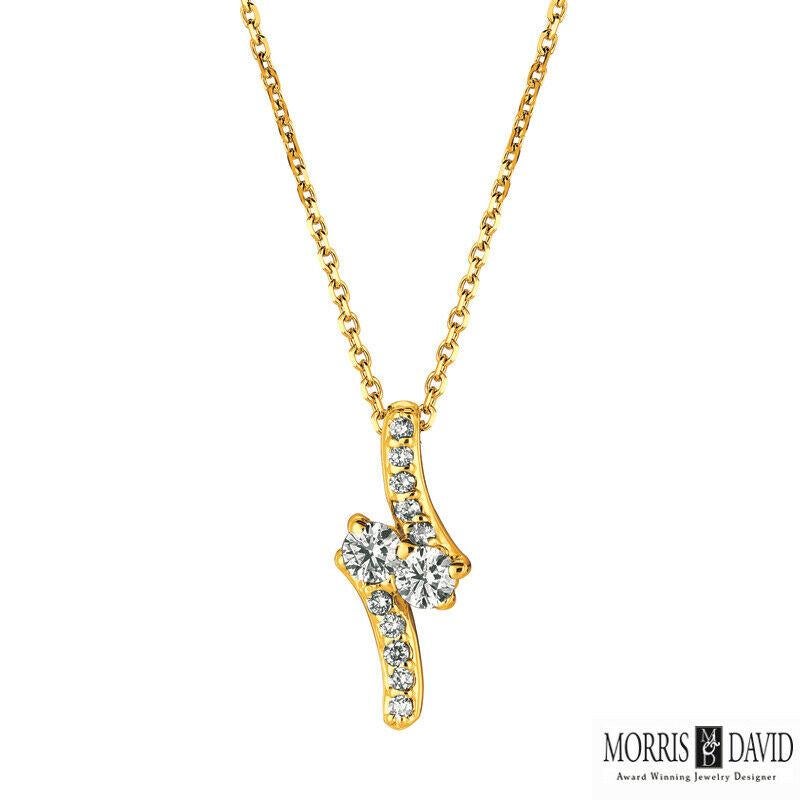 Contemporary 0.25 Carat Natural 2-Stone Diamond Necklace 14 Karat White Gold G SI Chain For Sale