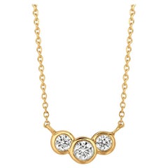  0.25 Carat Natural 3-Stone Diamond Bezel Necklace 14 Karat Yellow Gold G SI