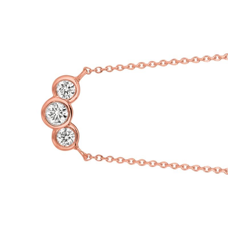 0.25 Carat Natural 3 Stone Diamond Bezel Necklace 14K Rose Gold G SI
T

100% Natural Diamonds, Not Enhanced in any way Round Cut Diamond Necklace with 18'' chain
0.25CT
G-H
SI
14K Rose Gold Bezel style 2.2 gram
1/4 inches in height, 1/2 inches in