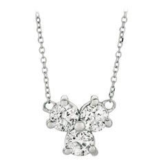 0.25 Carat Natural 3-Stone Diamond Necklace 14 Karat White Gold G SI Chain