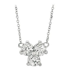 Collier à 3 pierres en or blanc 14 carats avec diamants naturels de 0,25 carat, chaîne G SI