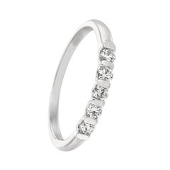 0.25 Carat Natural Diamond 5-Stone Ring Band G SI 14 Karat White Gold