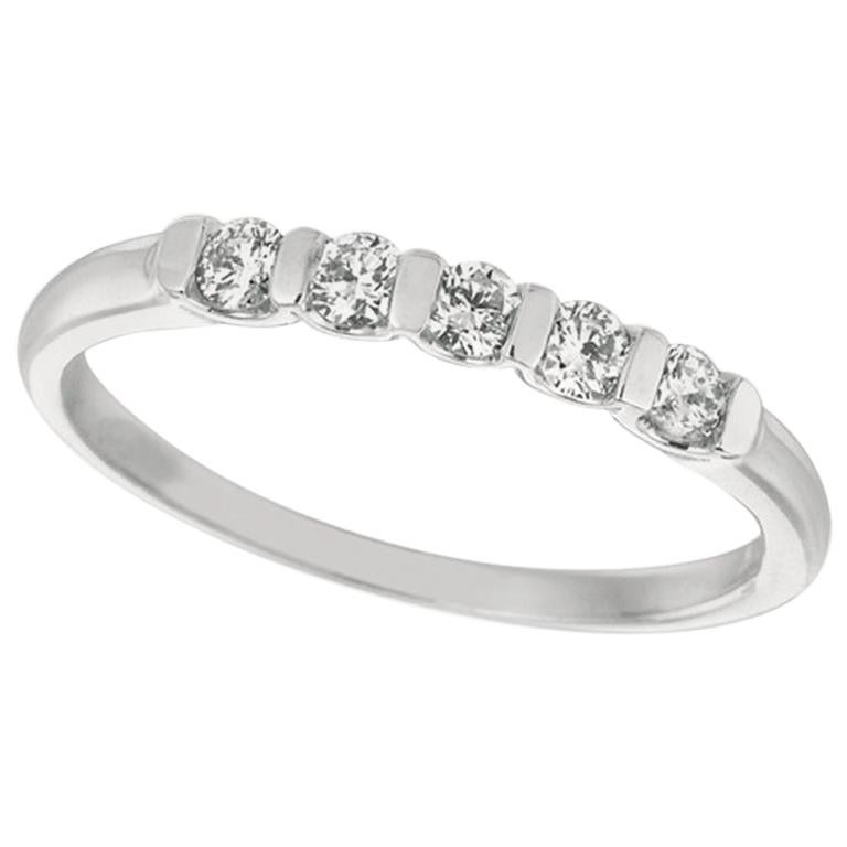 0.25 Carat Natural Diamond 5-Stone Ring Band G SI 14 Karat White Gold For Sale