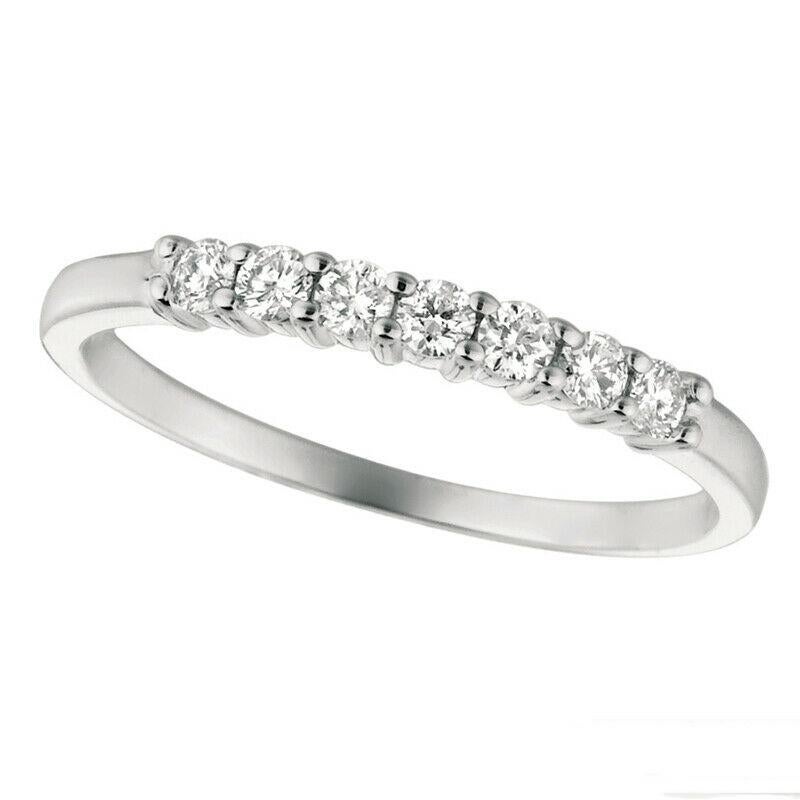 For Sale:  0.25 Carat Natural Diamond 7 Stone Ring Band G SI 14k White Gold 2