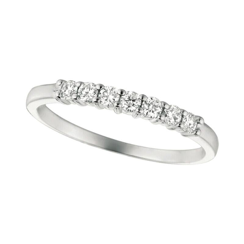 En vente :  Bague en or blanc 14 carats avec 7 pierres et diamants naturels de 0,25 carat, G SI