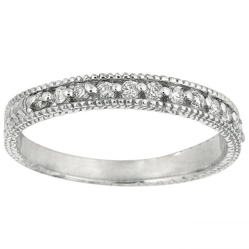 For Sale:  0.25 Carat Natural Diamond Band Ring G SI 14K White Gold 3