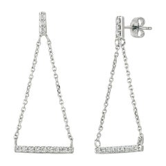 0.25 Carat Natural Diamond Bar Drop Earrings G SI 14k White Gold