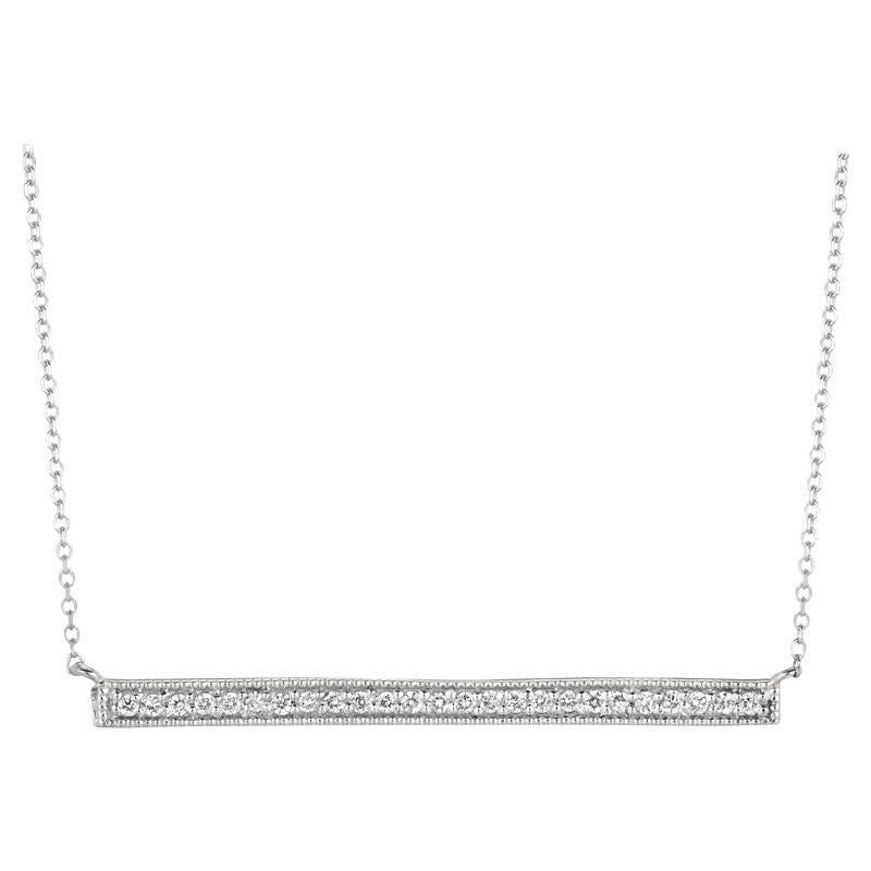 0.25 Carat Natural Diamond Bar Necklace 14 Karat White Gold G SI Chain For Sale