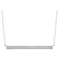 Collar de barra de diamantes naturales de 0,25 quilates Cadena de oro blanco de 14 quilates G SI