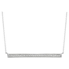 0.25 Carat Natural Diamond Bar Necklace 14 Karat White Gold G SI Chain