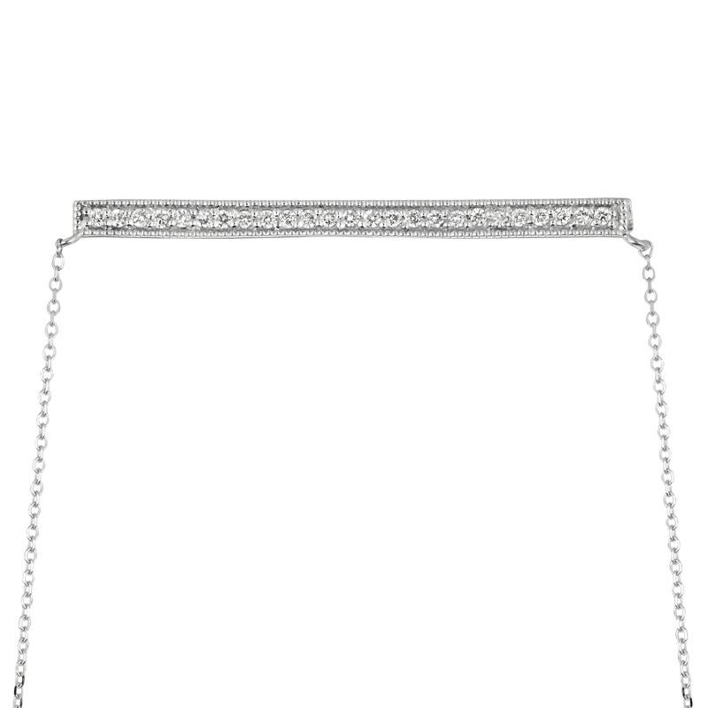 Contemporary 0.25 Carat Natural Diamond Bar Necklace 14 Karat White Gold G SI Chain For Sale
