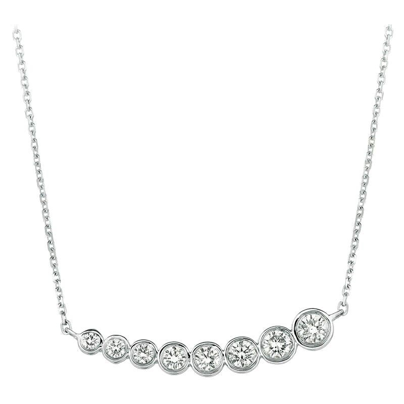 0.25 Carat Natural Diamond Bezel Necklace 14 Karat White Gold G SI Chain For Sale