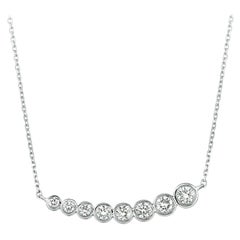 0.25 Carat Natural Diamond Bezel Necklace 14 Karat White Gold G SI Chain