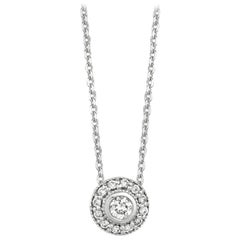 0.25 Carat Natural Diamond Bezel Necklace Pendant 14 Karat White Gold G SI