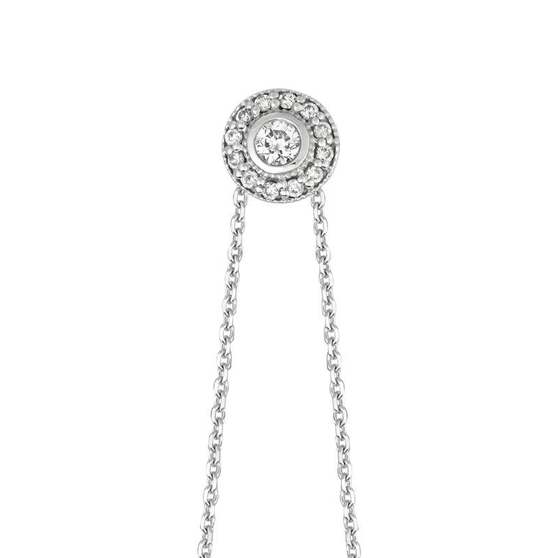 Contemporary 0.25 Carat Natural Diamond Bezel Necklace Pendant 14 Karat White Gold G SI For Sale