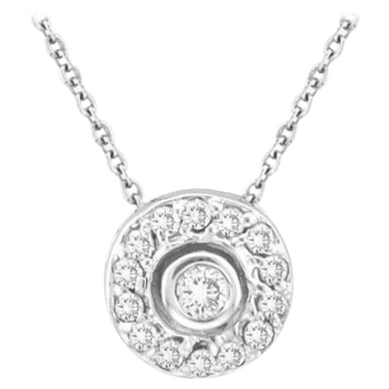 0.25 Carat Natural Diamond Bezel Pendant Necklace 14K White Gold