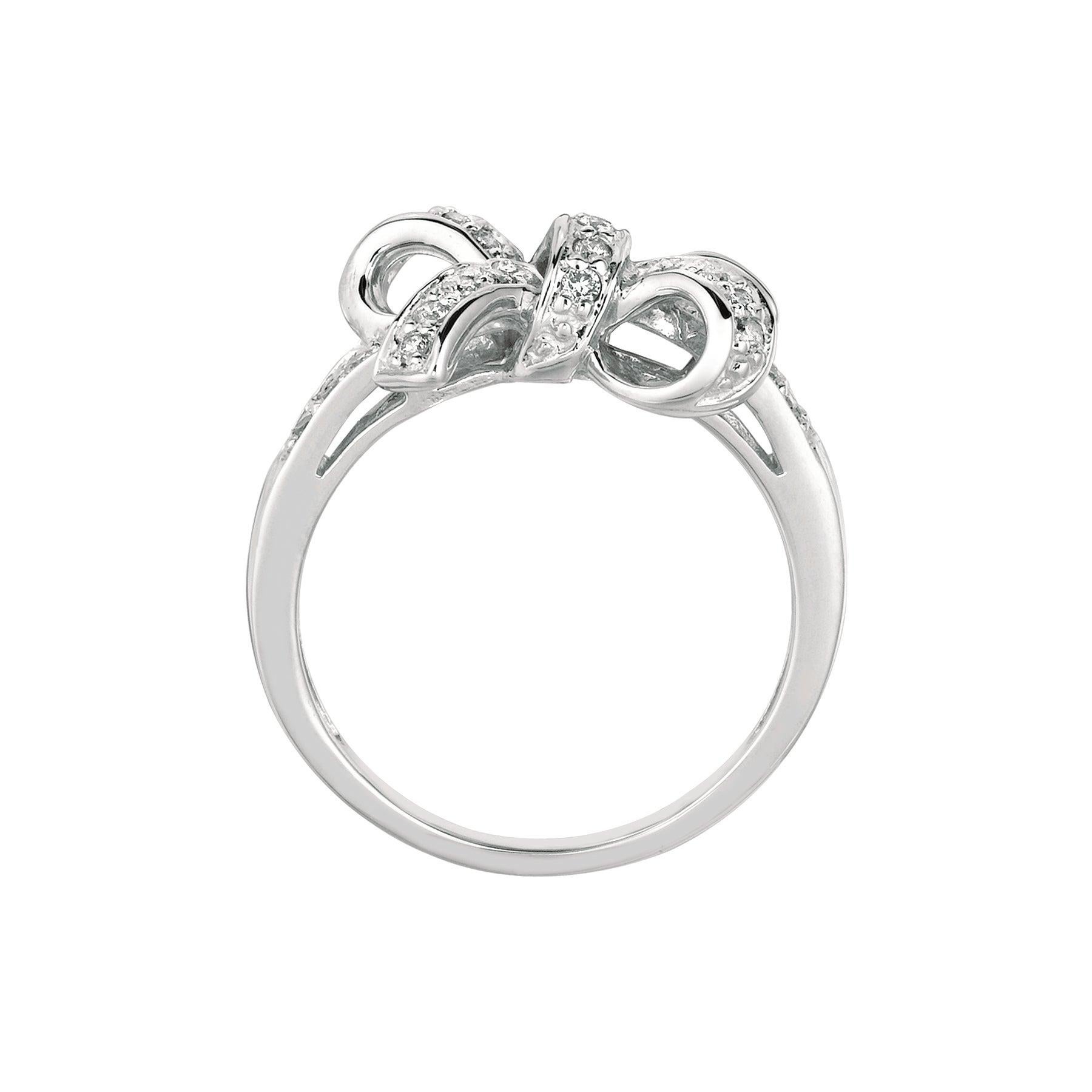 For Sale:  0.25 Carat Natural Diamond Bow Ring G SI 14 Karat White Gold 2