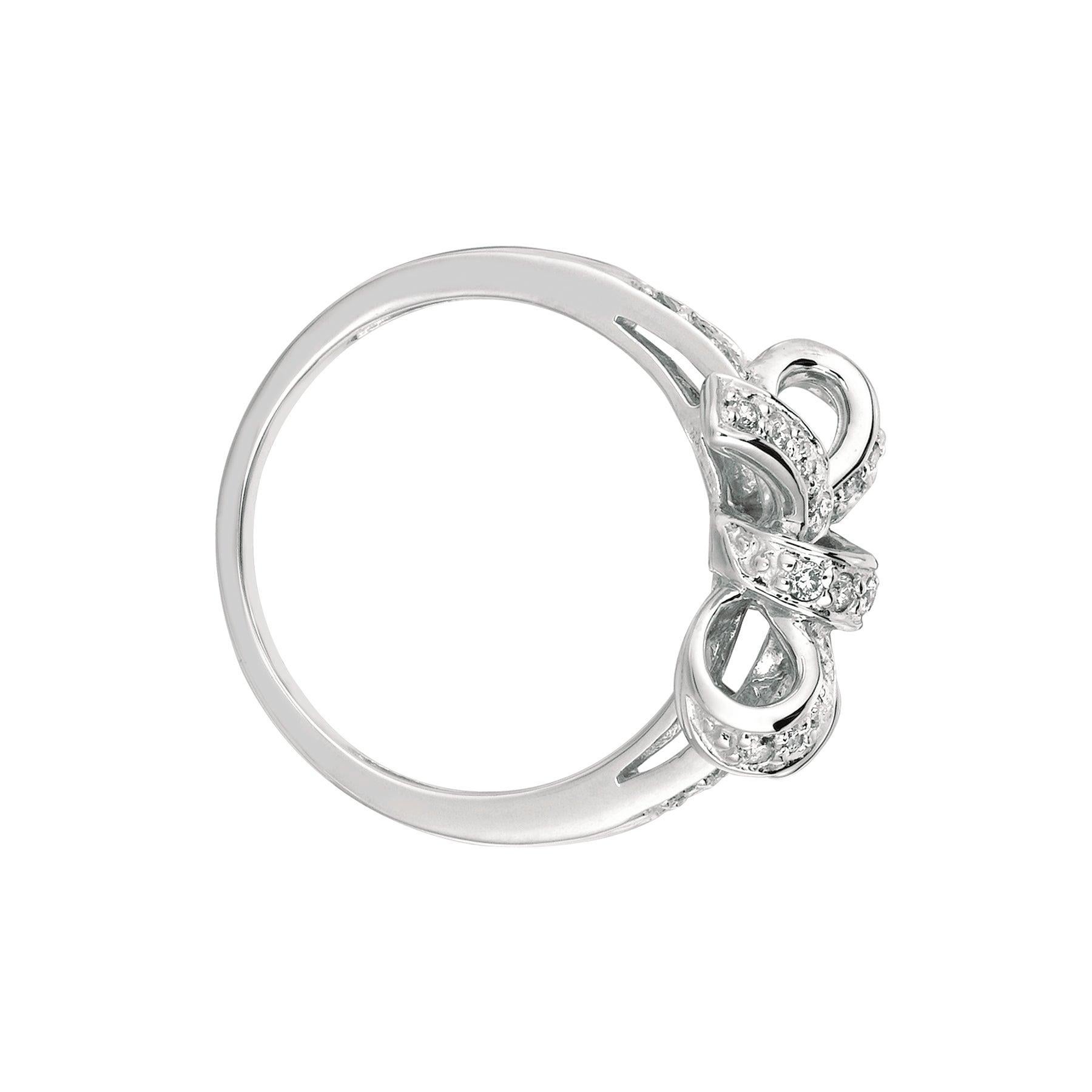For Sale:  0.25 Carat Natural Diamond Bow Ring G SI 14 Karat White Gold 3