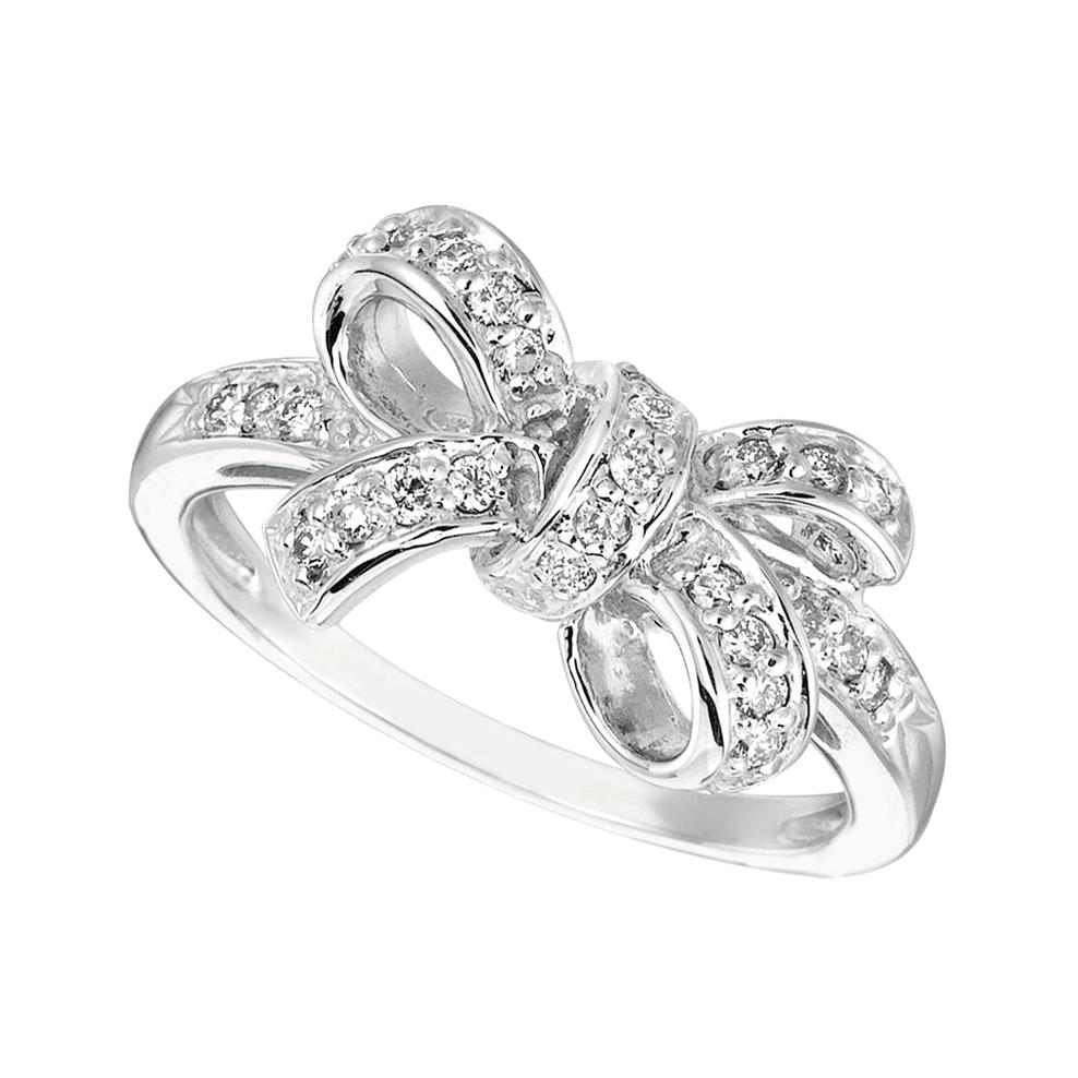 For Sale:  0.25 Carat Natural Diamond Bow Ring G SI 14 Karat White Gold