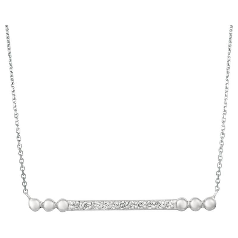 0.25 Carat Natural Diamond Bubble Bar Necklace 14 Karat White Gold G SI For Sale