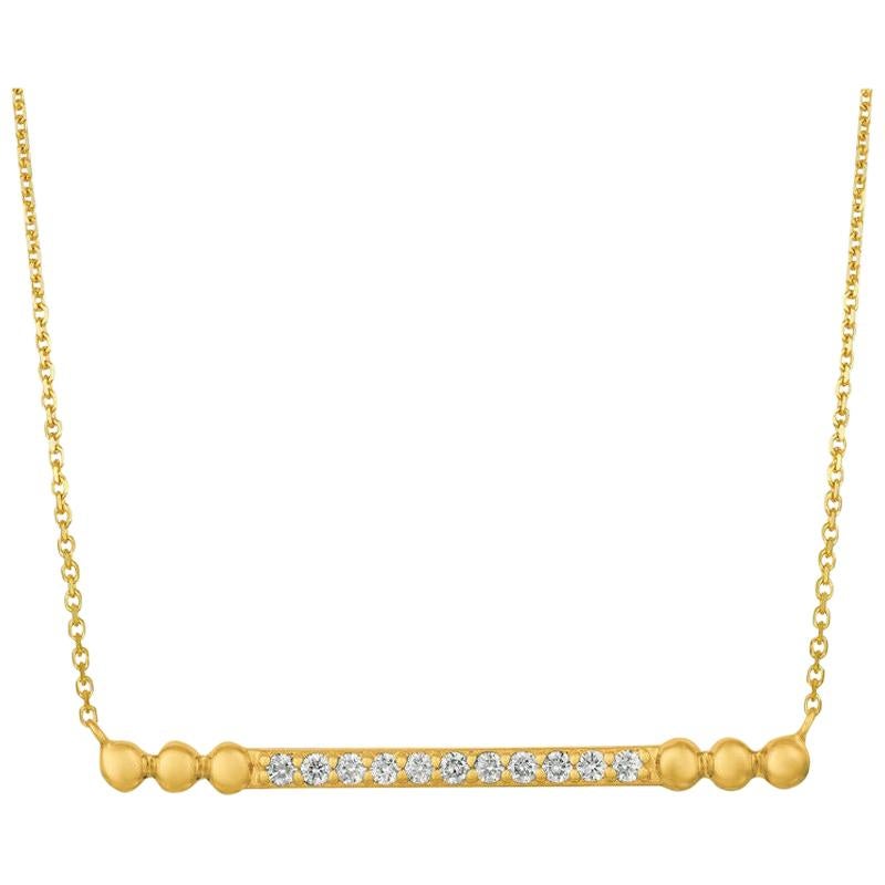 0.25 Carat Natural Diamond Bubble Bar Necklace 14 Karat Yellow Gold G SI For Sale
