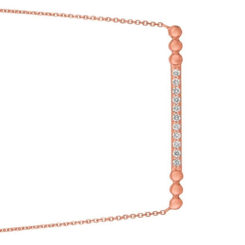 Contemporary 0.25 Carat Natural Diamond Bubble Bar Necklace 14 Karat Rose Gold For Sale