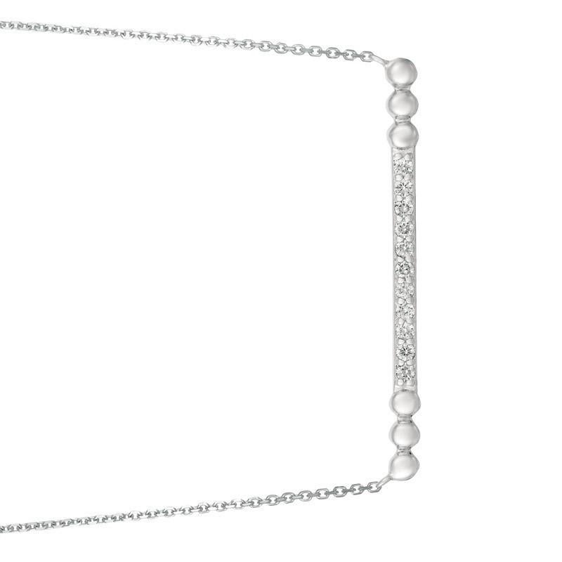 Contemporary 0.25 Carat Natural Diamond Bubble Bar Necklace 14 Karat White Gold G SI For Sale