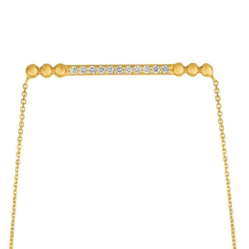 Contemporary 0.25 Carat Natural Diamond Bubble Bar Necklace 14 Karat Yellow Gold G SI For Sale