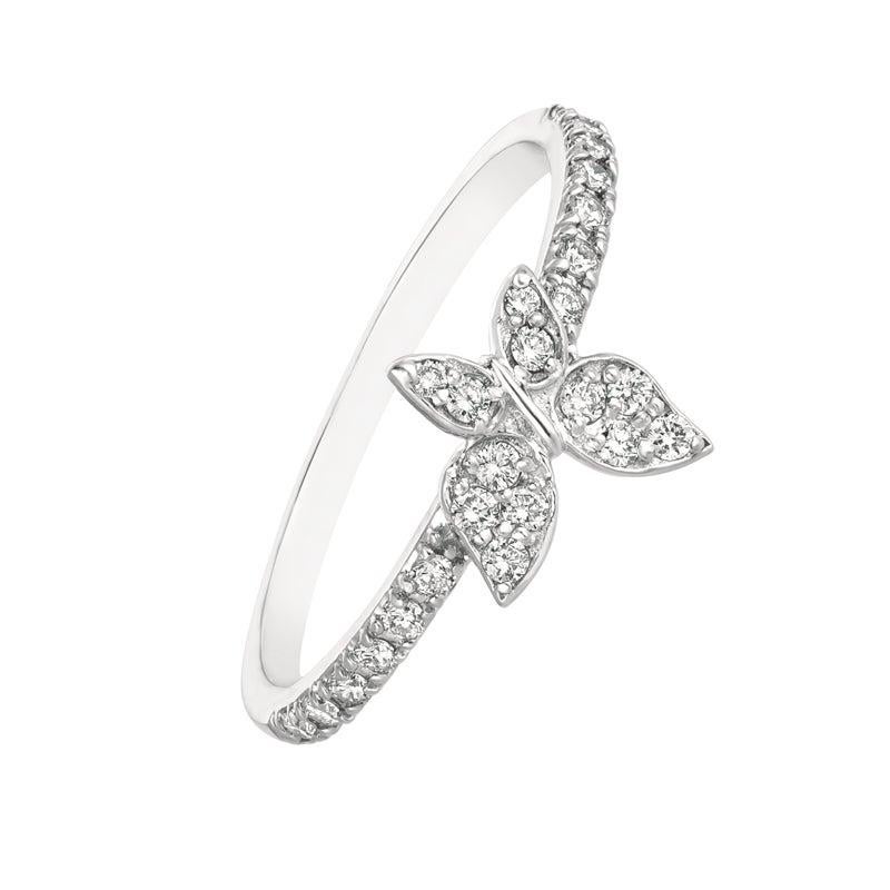 For Sale:  0.25 Carat Natural Diamond Butterfly Ring G SI 14 Karat White Gold 2