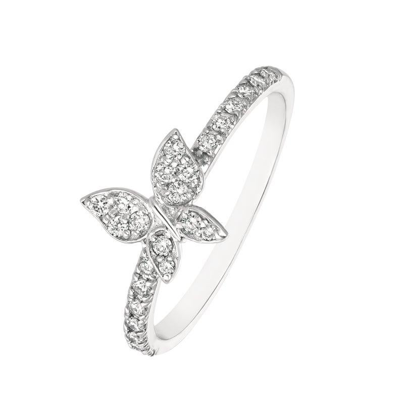 For Sale:  0.25 Carat Natural Diamond Butterfly Ring G SI 14 Karat White Gold 3