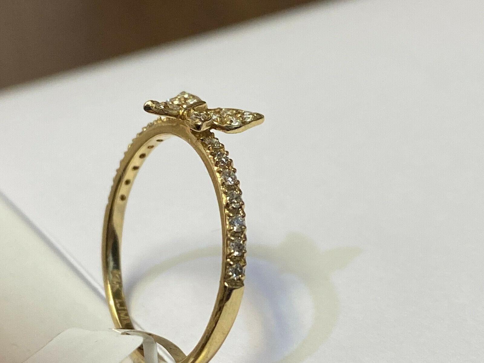 For Sale:  0.25 Carat Natural Diamond Butterfly Ring G SI 14k Yellow Gold 3