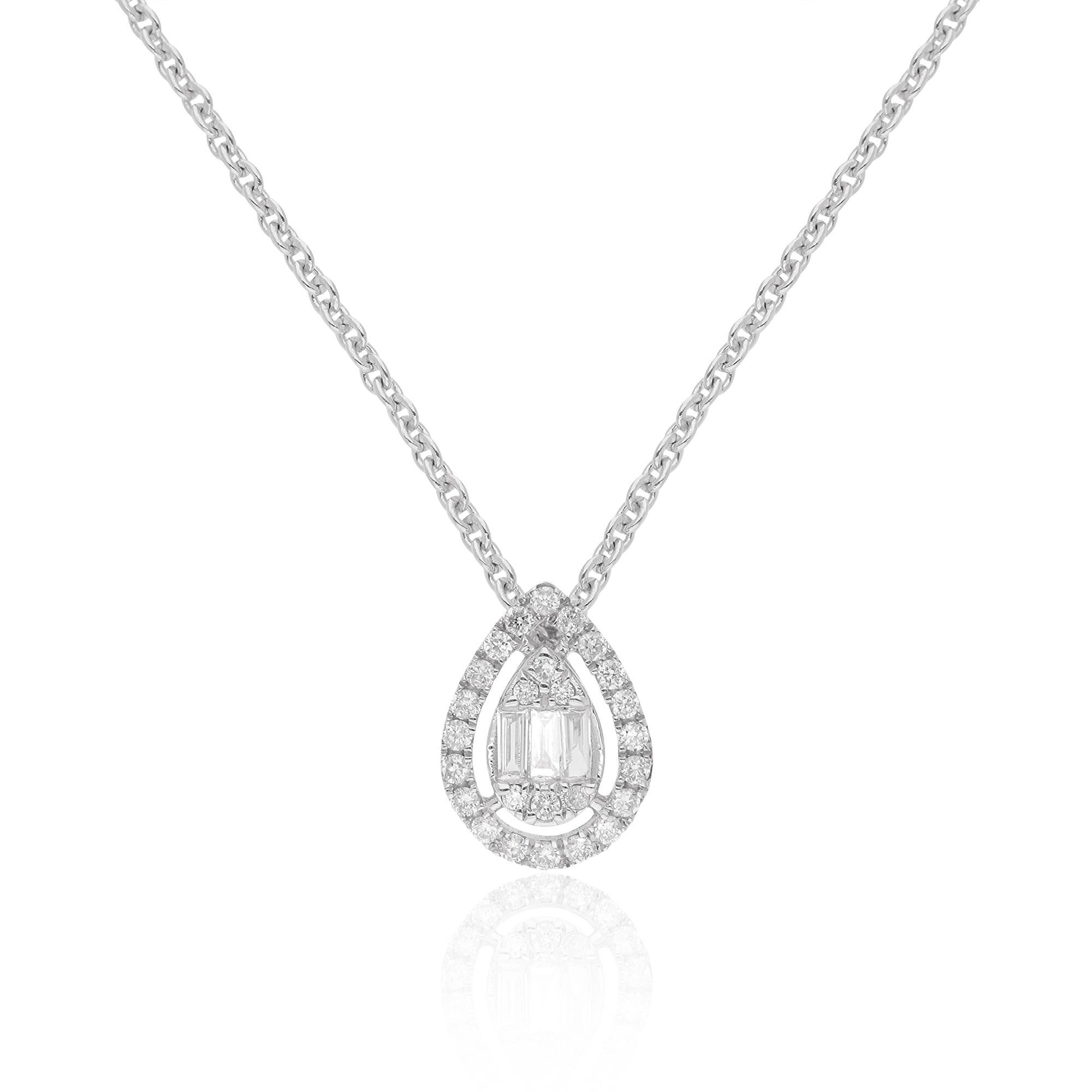 Item Code :- CN-16942
Gross Wt. :- 4.31 gm
18k Solid White Gold Wt. :- 4.26 gm
Natural Diamond Wt. :- 0.25 Ct.  ( AVERAGE DIAMOND CLARITY SI1-SI2 & COLOR H-I )
Necklace Length :- 16 Inches Long

✦ Sizing
.....................
We can adjust most