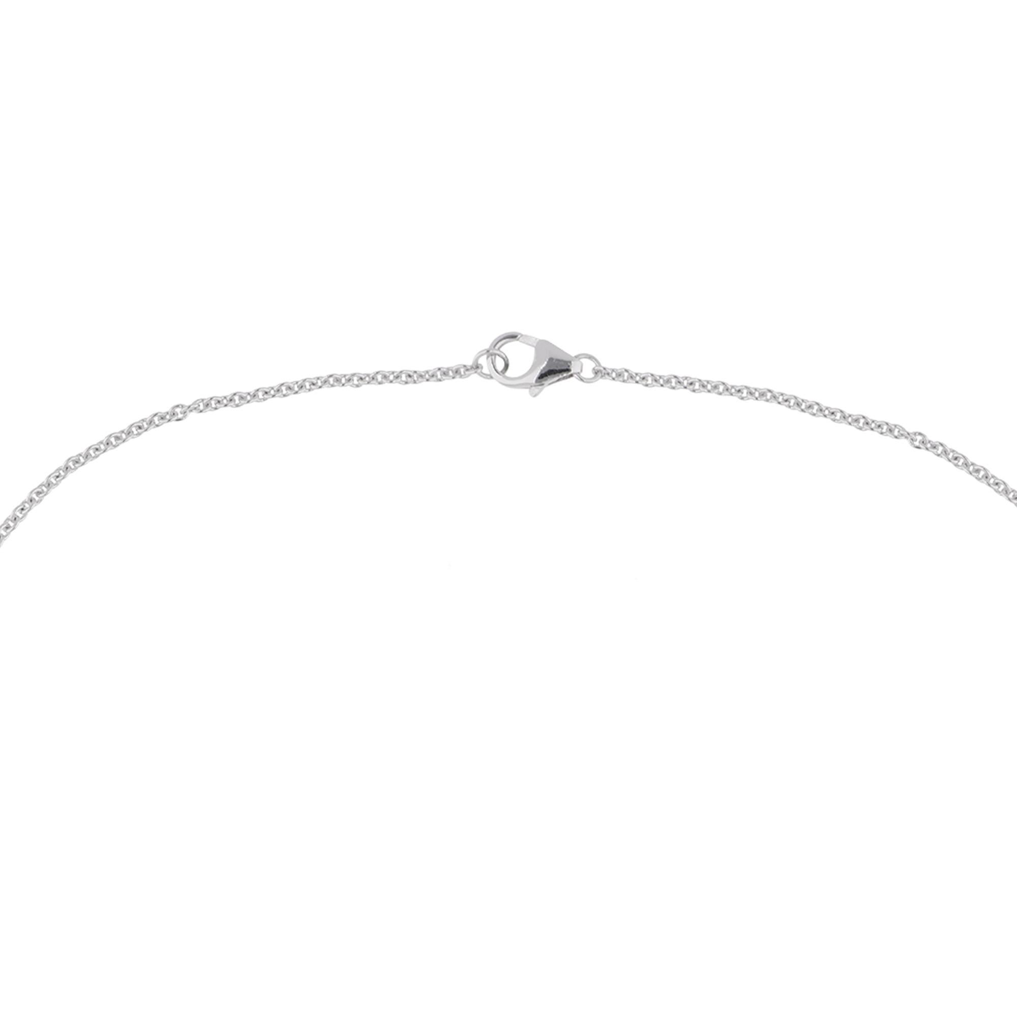 Women's 0.25 Carat Natural Diamond Charm Necklace 18 Karat White Gold Handmade Jewelry For Sale