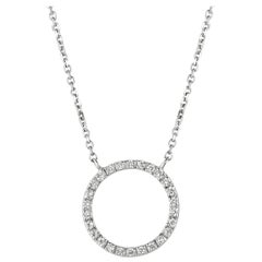 0.25 Carat Natural Diamond Circle Necklace 14 Karat White Gold G SI