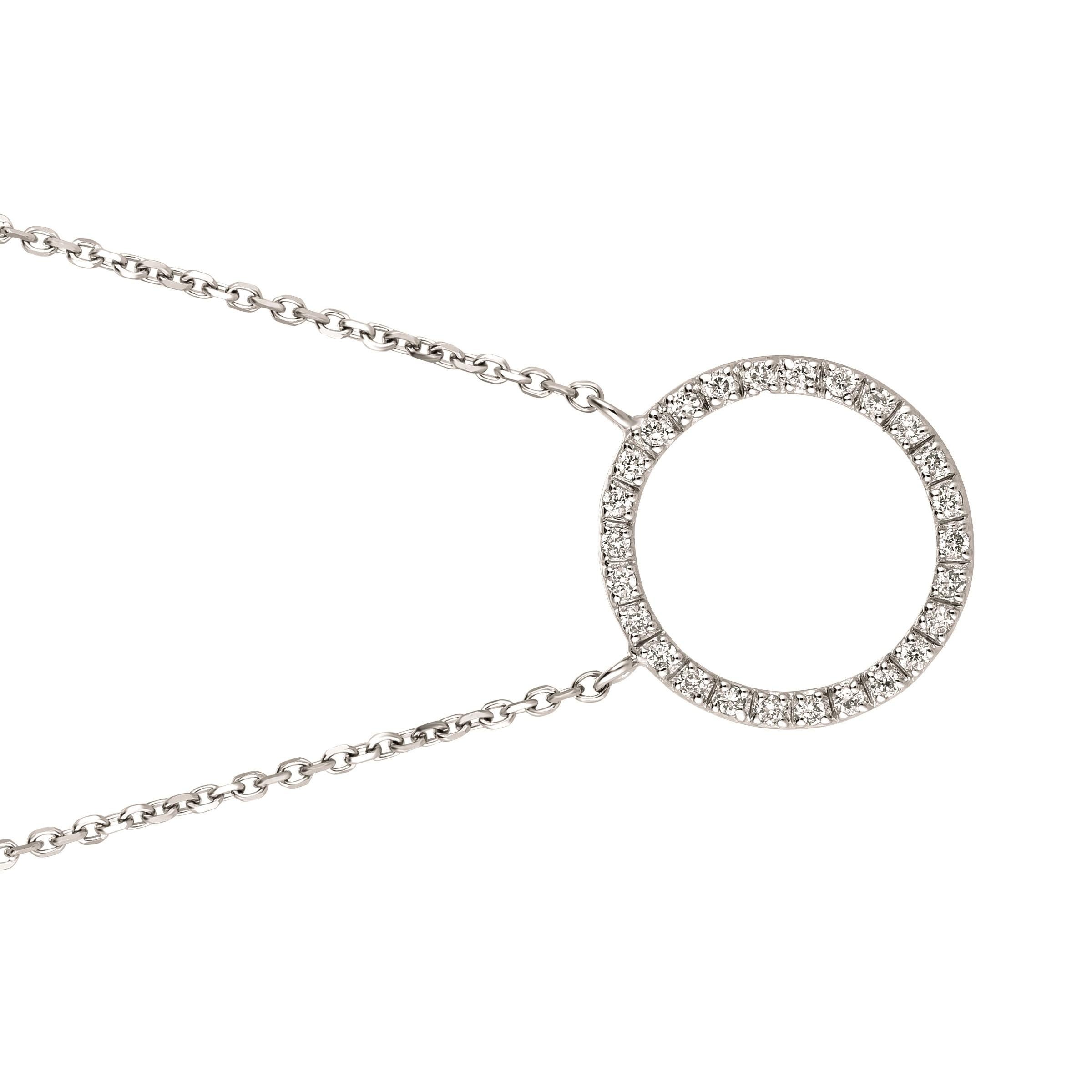 Taille ronde Collier circulaire en or blanc 14 carats avec diamants naturels de 0,25 carat G SI en vente