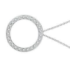 0,25 Karat natürlicher Diamant Kreis Anhänger Halskette 14 Karat Weißgold Kette