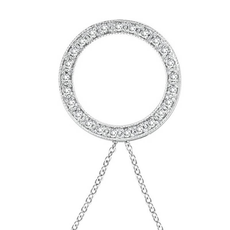 Contemporary 0.25 Carat Natural Diamond Circle Pendant Necklace 14 Karat White Gold Chain For Sale