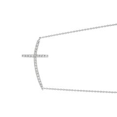 0.25 Carat Natural Diamond Cross Pendant Necklace 14 Karat White Gold G SI Chain