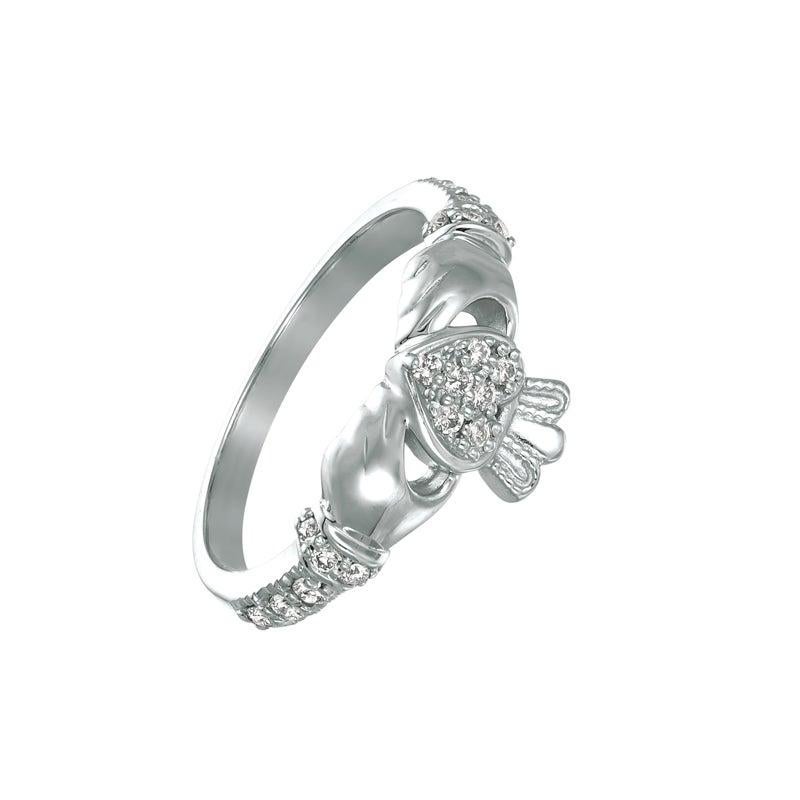 For Sale:  0.25 Carat Natural Diamond Crown Heart Ring G SI 14 Karat White Gold 2