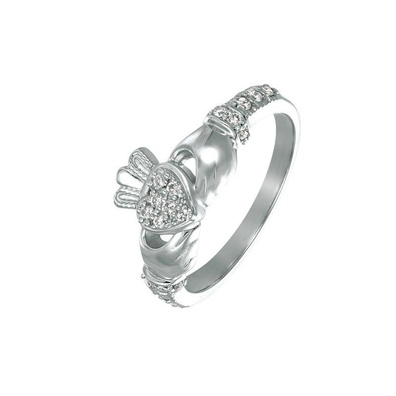 For Sale:  0.25 Carat Natural Diamond Crown Heart Ring G SI 14 Karat White Gold 4