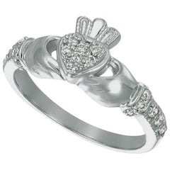 0.25 Carat Natural Diamond Crown Heart Ring G SI 14 Karat White Gold