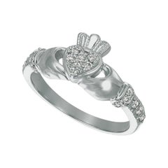 0.25 Carat Natural Diamond Crown Heart Ring G SI 14 Karat White Gold
